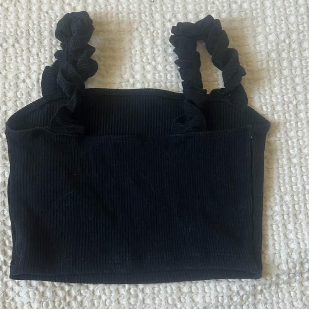 Sunday Best Black Ruffle Strap Tank Top - Picture 2 of 4